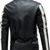 Slim Fit White Leather Multiple Pockets Biker Jacket Back