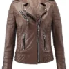 Solstice Brown Leather Biker Jacket