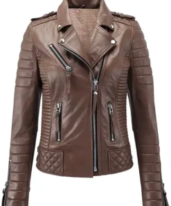 Solstice Brown Leather Biker Jacket