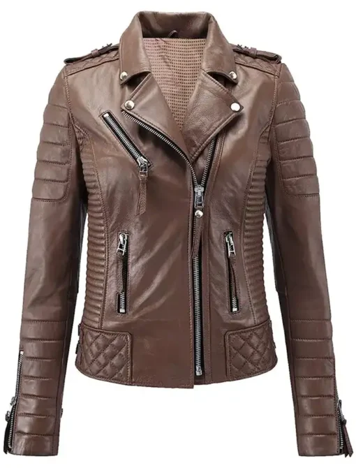 Solstice Brown Leather Biker Jacket