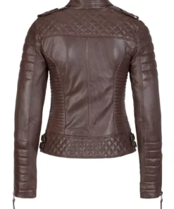 Solstice Brown Leather Biker Jacket Back