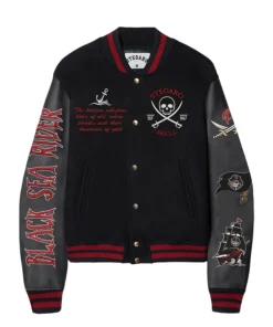 Stegaro Pirate Sea Rider Black Varsity Jacket