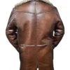 Steven Buttoned Closure Distressed Shearling Leather Coat Back