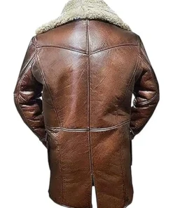 Steven Buttoned Closure Distressed Shearling Leather Coat Back