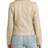 Stylish Women's Beige Moto Leather Jacket Back