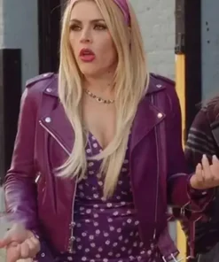 Summer Dutkowsky Girls5eva Purple Leather Jacket