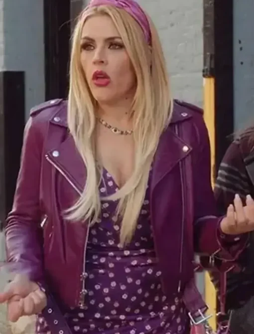 Summer Dutkowsky Girls5eva Purple Leather Jacket