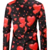 Valentines Day Hearts Printed Black Blazer Back