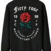 Valentine's Day Men Romantic Rose and Slogan Print Black Jacket Back