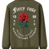 Valentine's Day Men Romantic Rose and Slogan Print Green Jacket Back