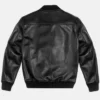 Vanguard Black Stylish Leather Bomber Jacket Back