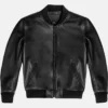 Vanguard Black Stylish Leather Bomber Jacket Main