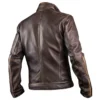 Vinatge Men's Brown Cafe Racer Stand-Up Collar Jacket Back