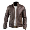 Vinatge Men's Brown Cafe Racer Stand-Up Collar Jacket Main