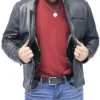 Vintage Black Motorcycle Leather Jacket For Mens Inner