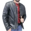 Vintage Black Motorcycle Leather Jacket For Mens Main