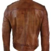 Vintage Motorcycle Cafe Racer Distressed Brown Leather Jacket Back