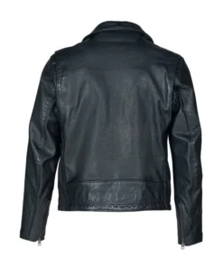 Vintaged Black Leather Motorcycle Jacket Back