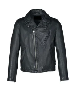 Vintaged Black Leather Motorcycle Jacket Main