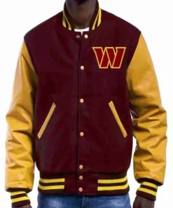 Washington Commanders Maroon and Yellow Varsity Jacket