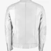 White Men's Cafe Racer Leather Jacket Back