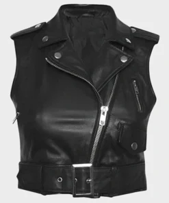 Women Real Leather Biker Vest