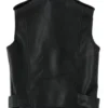 Women Real Leather Biker Vest Back