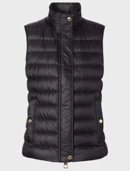 Womens Black Puffer Parachute Vest