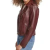 Women's Brown Classic Leather Asymmetrical Moto Jacket Side