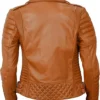 Womens Brown Quilted Leather Jacket Back