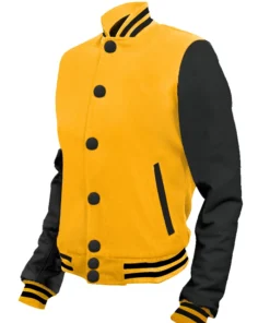 Yellow and Black Varsity Letterman Jacket Front