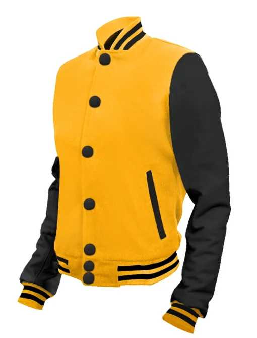 Yellow and Black Varsity Letterman Jacket Front