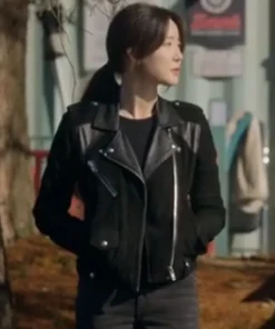 Yoo In-young The Trunk S01 Black Biker Jacket For Sale