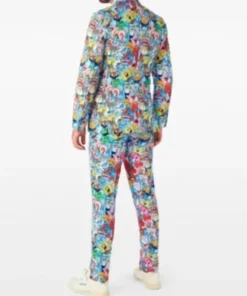 2 Piece Spongebob Frenzy Multicolor Mens Suit