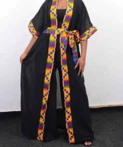 African Kimono Robe Black