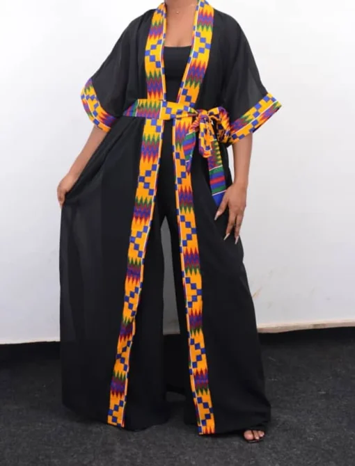 African Kimono Robe Black