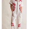 Caroline Lagerfelt Sweet Magnolias S04 Red Floral Jumpsuit For Sale