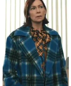 Carrie Preston Elsbeth S02 Blue Plaid Trench Coat