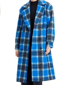 Carrie Preston Elsbeth S02 Blue Plaid Trench Coat For Sale