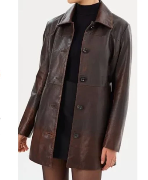 Cecilia Dominguez NCIS Origins S01 Leather Coat For Sale