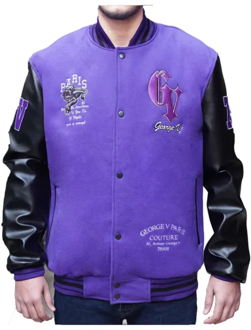 George V Panther Wool Varsity Jacket