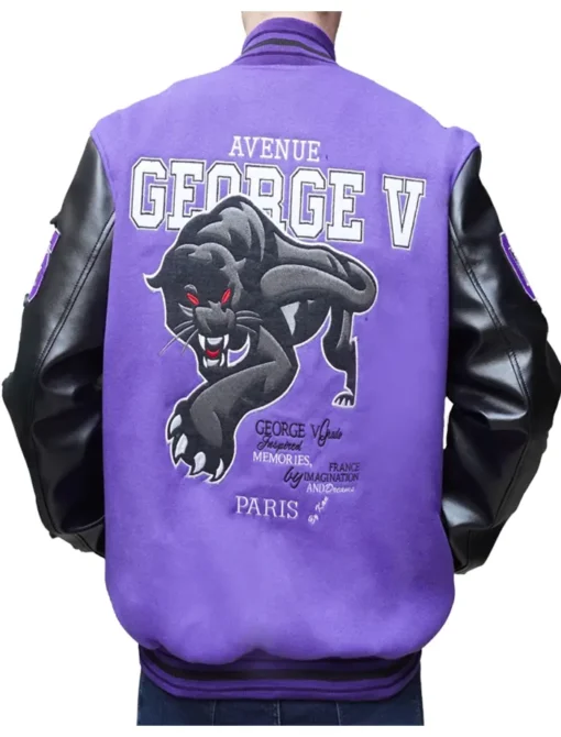 George V Panther Wool Varsity Jacket Back