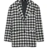 Kate Hudson Houndstooth Running Point Wool Blazer For Sale