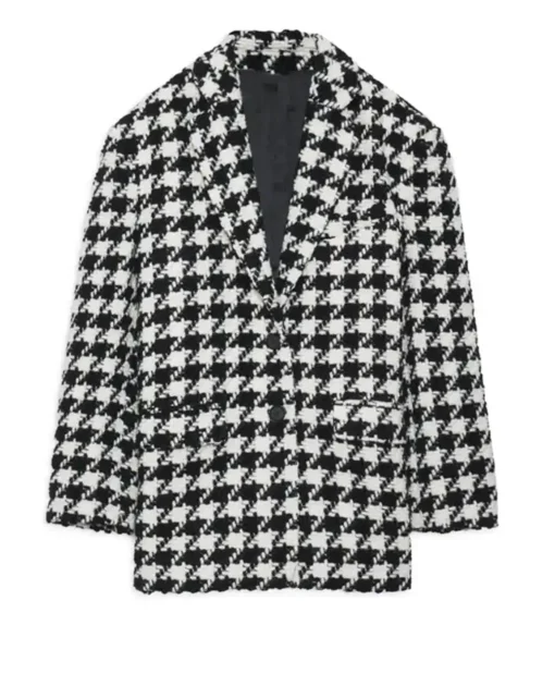 Kate Hudson Houndstooth Running Point Wool Blazer For Sale