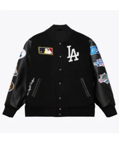 LA Dodgers Black Vintage Varsity Jacket