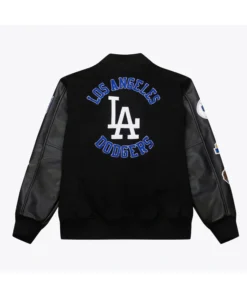 LA Dodgers Black Vintage Varsity Jacket Back