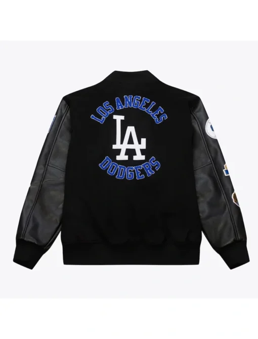 LA Dodgers Black Vintage Varsity Jacket Back