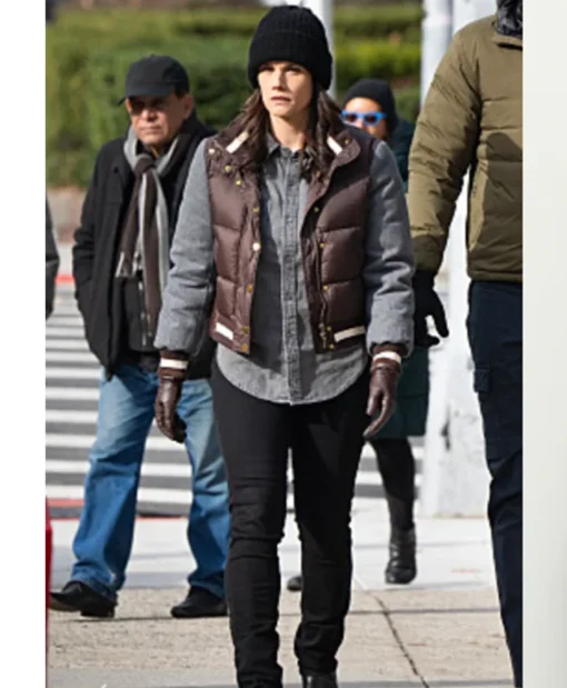 Maggie Bell FBI S07 Brown and Grey Puffer Jacket