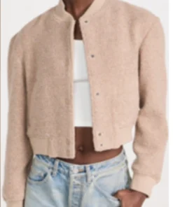 Order Now Gabi Mosely Found Beige Varsity Jacket