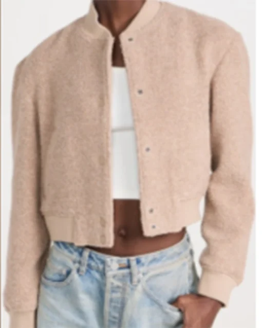 Order Now Gabi Mosely Found Beige Varsity Jacket